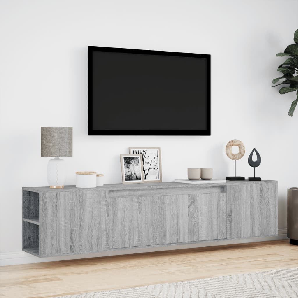 vidaXL TV-Wandschrank mit LED-Beleuchtung Grau Sonoma 180x31x39,5 cm
