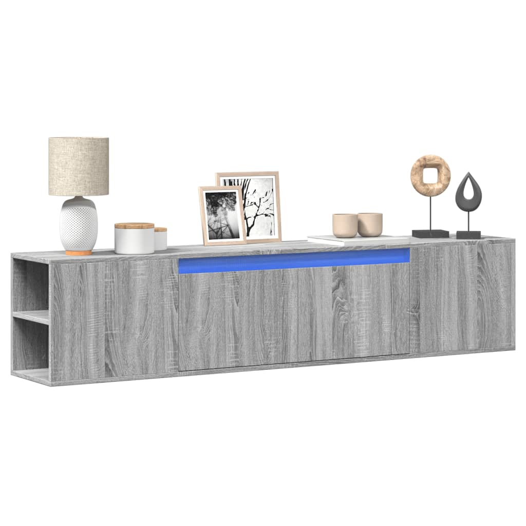 vidaXL TV-Wandschrank mit LED-Beleuchtung Grau Sonoma 180x31x39,5 cm