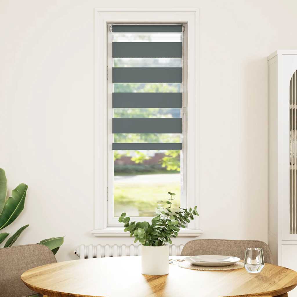 vidaXL Doppelrollo Dunkelgrau Stoffbreite 35,9 cm Polyester