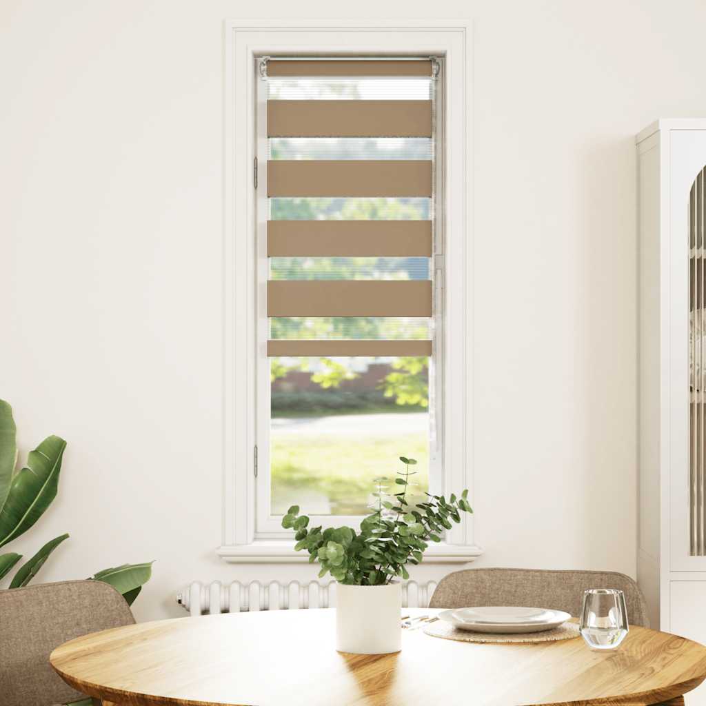 vidaXL Doppelrollo Sandbraun 40x100 cm Stoffbreite 35,9 cm Polyester
