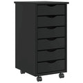 vidaXL Rollschrank mit Schubladen MOSS Schwarz Massivholz Kiefer