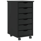 vidaXL Rollschrank mit Schubladen MOSS Schwarz Massivholz Kiefer
