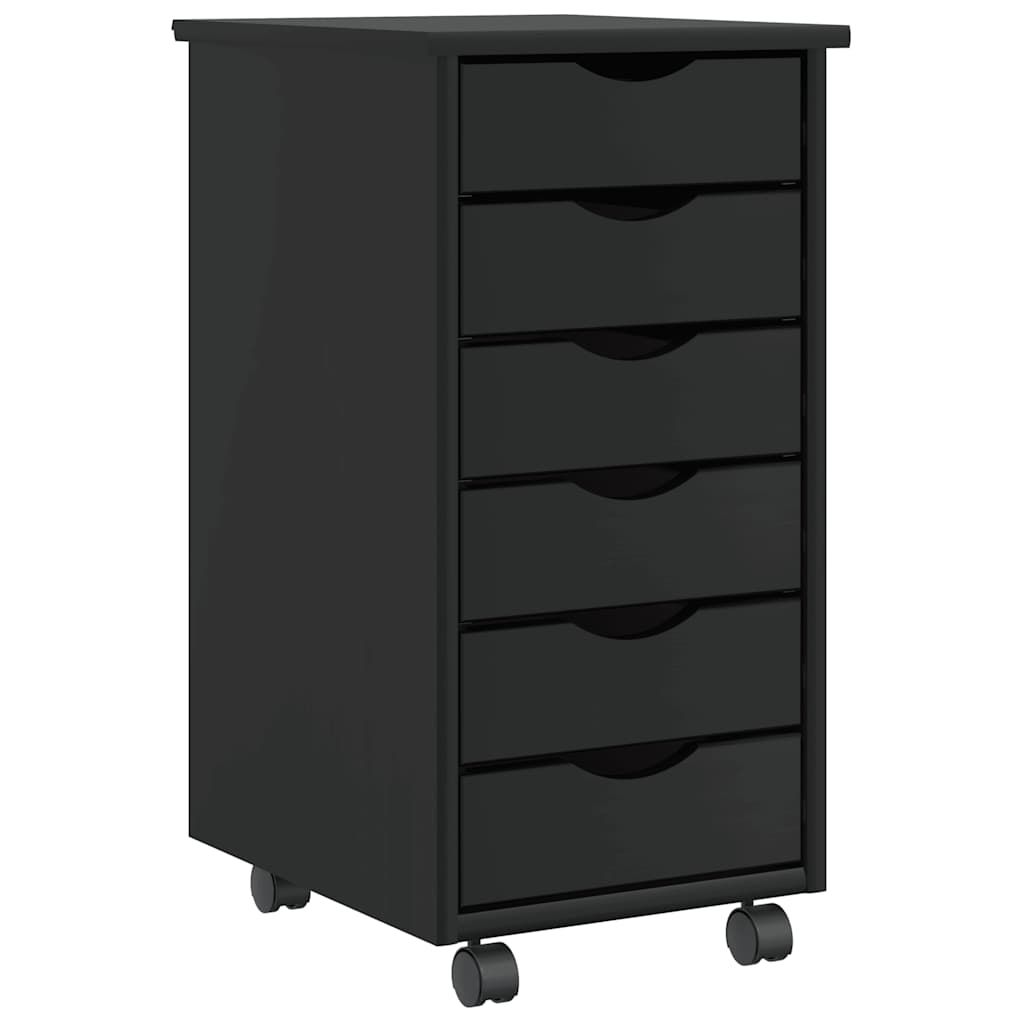 vidaXL Rollschrank mit Schubladen MOSS Schwarz Massivholz Kiefer