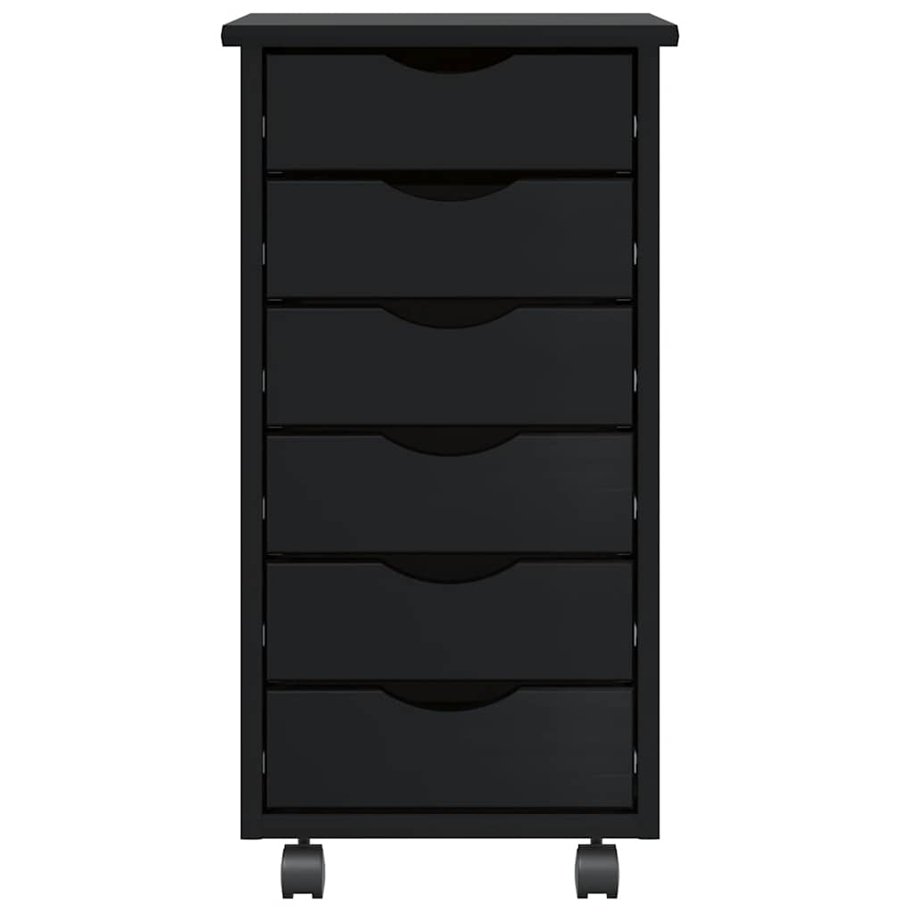 vidaXL Rollschrank mit Schubladen MOSS Schwarz Massivholz Kiefer