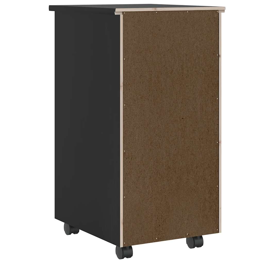 vidaXL Rollschrank mit Schubladen MOSS Schwarz Massivholz Kiefer