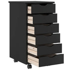 vidaXL Rollschrank mit Schubladen MOSS Schwarz Massivholz Kiefer