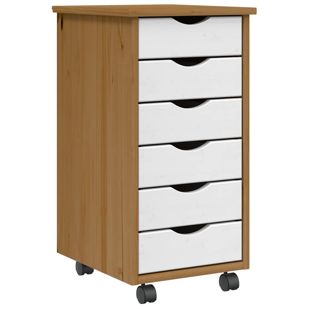 vidaXL Rollschrank mit Schubladen MOSS Honigbraun Massivholz Kiefer