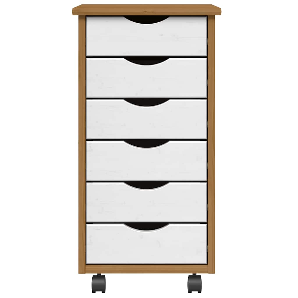vidaXL Rollschrank mit Schubladen MOSS Honigbraun Massivholz Kiefer