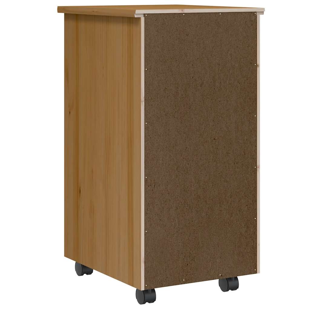 vidaXL Rollschrank mit Schubladen MOSS Honigbraun Massivholz Kiefer