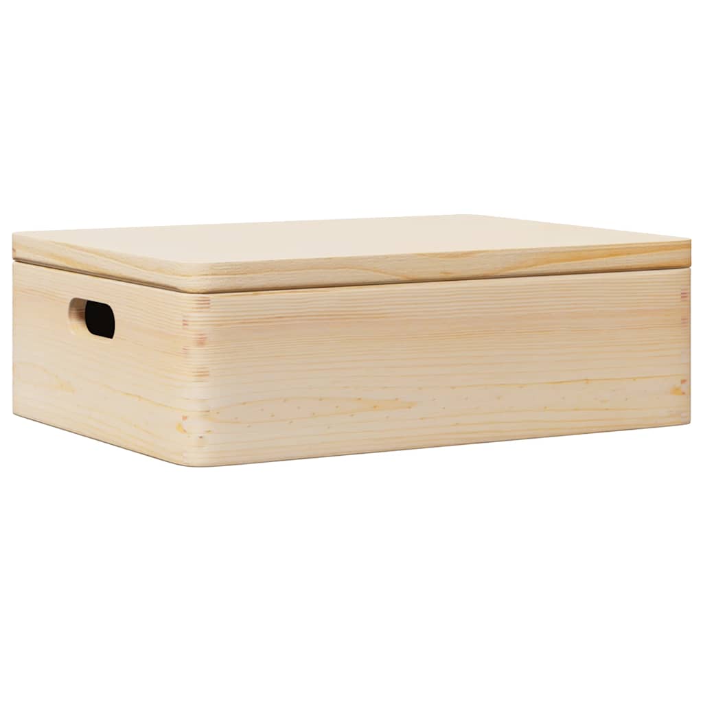 vidaXL Holzkiste mit Deckel und Griffen 40x30x13 cm Massivholz Kiefer