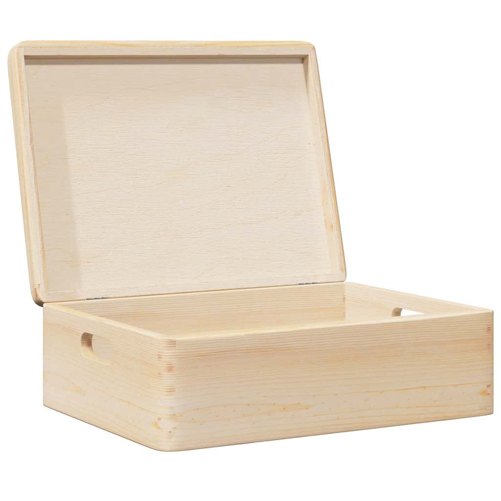 vidaXL Holzkiste mit Deckel und Griffen 40x30x13 cm Massivholz Kiefer