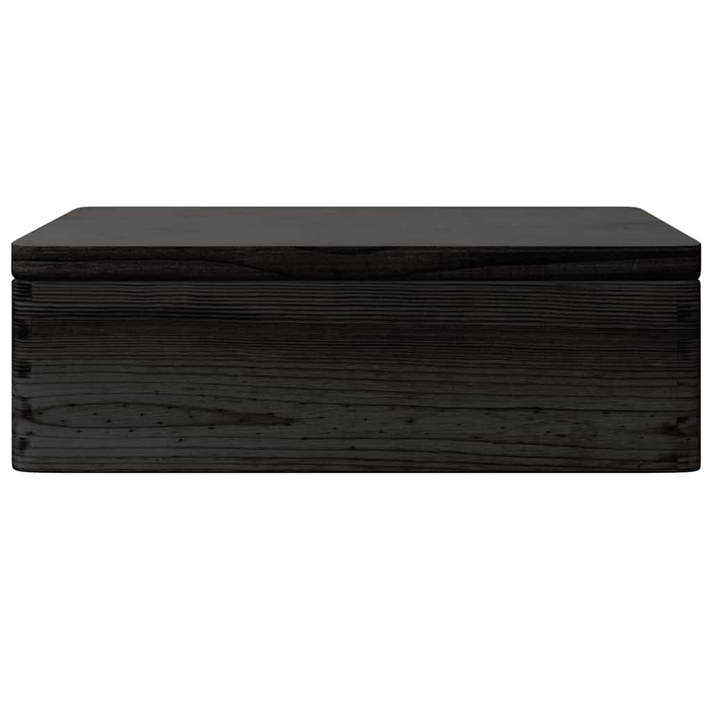 vidaXL Holzkiste mit Deckel und Griffen Schwarz 40x30x13 cm Massivholz