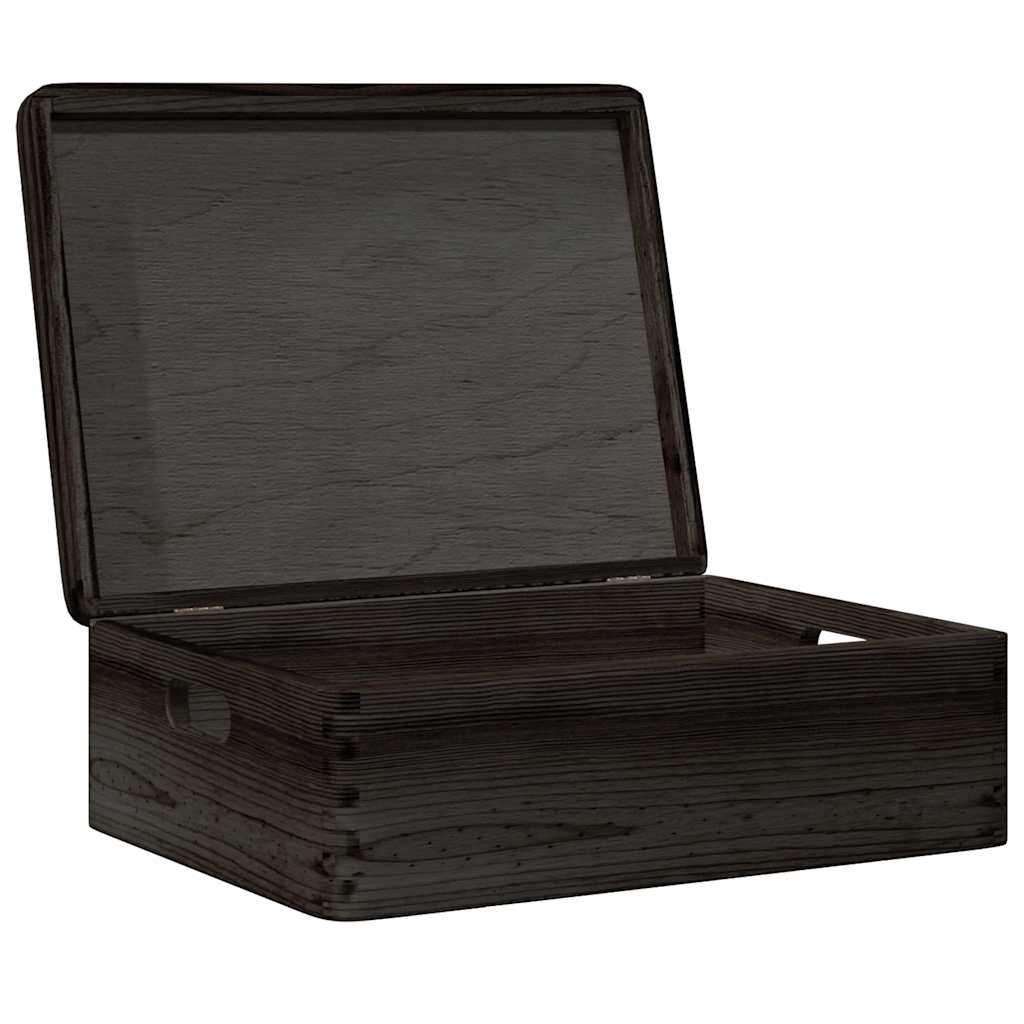 vidaXL Holzkiste mit Deckel und Griffen Schwarz 40x30x13 cm Massivholz