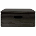 vidaXL Holzkiste mit Deckel und Griffen Schwarz 40x30x13 cm Massivholz