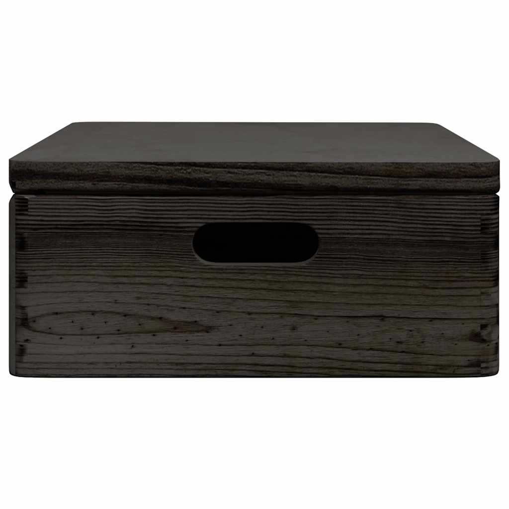 vidaXL Holzkiste mit Deckel und Griffen Schwarz 40x30x13 cm Massivholz
