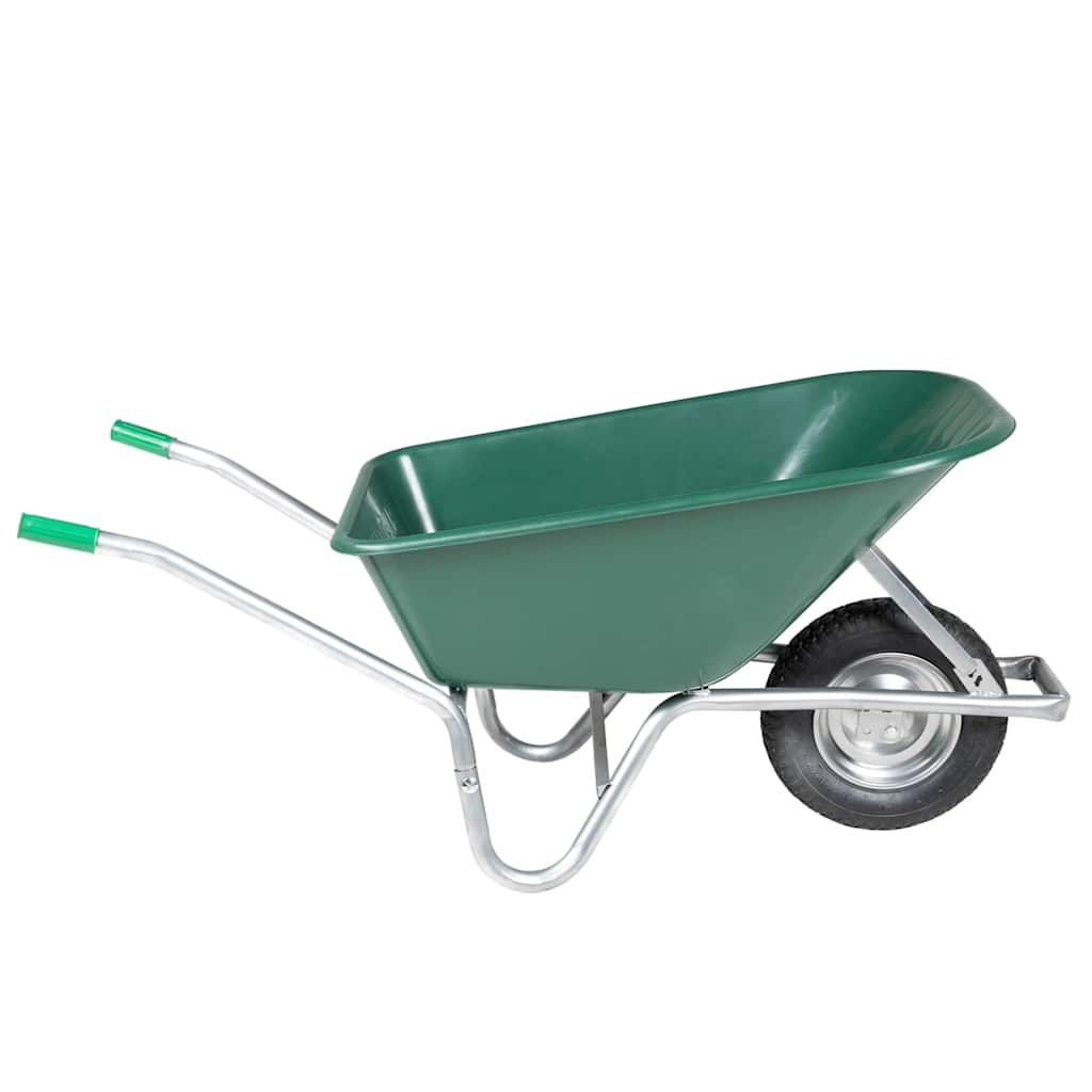 vidaXL Schubkarre Grün 90 L 150 kg Verzinkter Stahl und Kunststoff