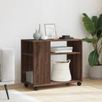 vidaXL Beistelltisch mit Rollen Braun Eiche 70x35x60 cm Holzwerkstoff