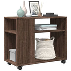 vidaXL Beistelltisch mit Rollen Braun Eiche 70x35x60 cm Holzwerkstoff