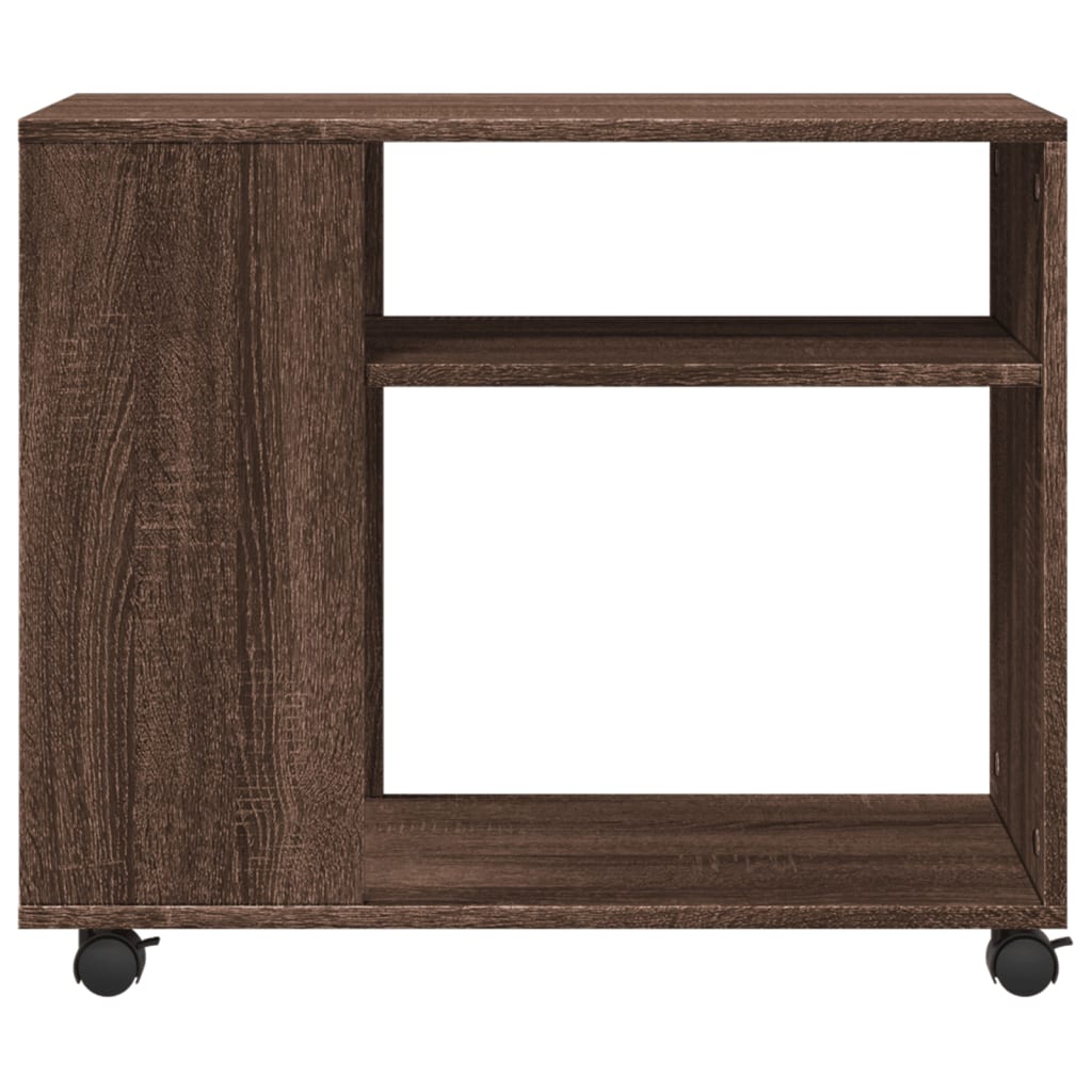 vidaXL Beistelltisch mit Rollen Braun Eiche 70x35x60 cm Holzwerkstoff