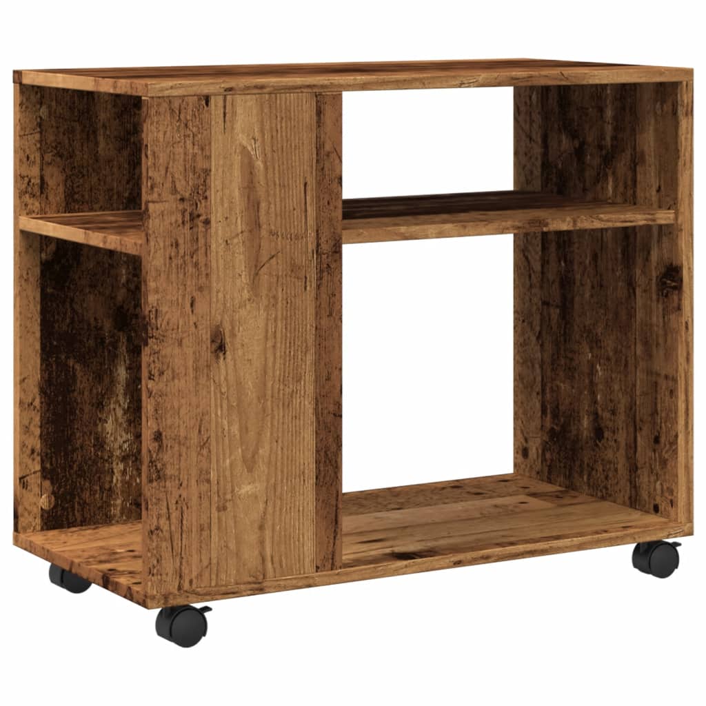 vidaXL Beistelltisch mit Rollen Altholz-Optik 70x35x60cm Holzwerkstoff