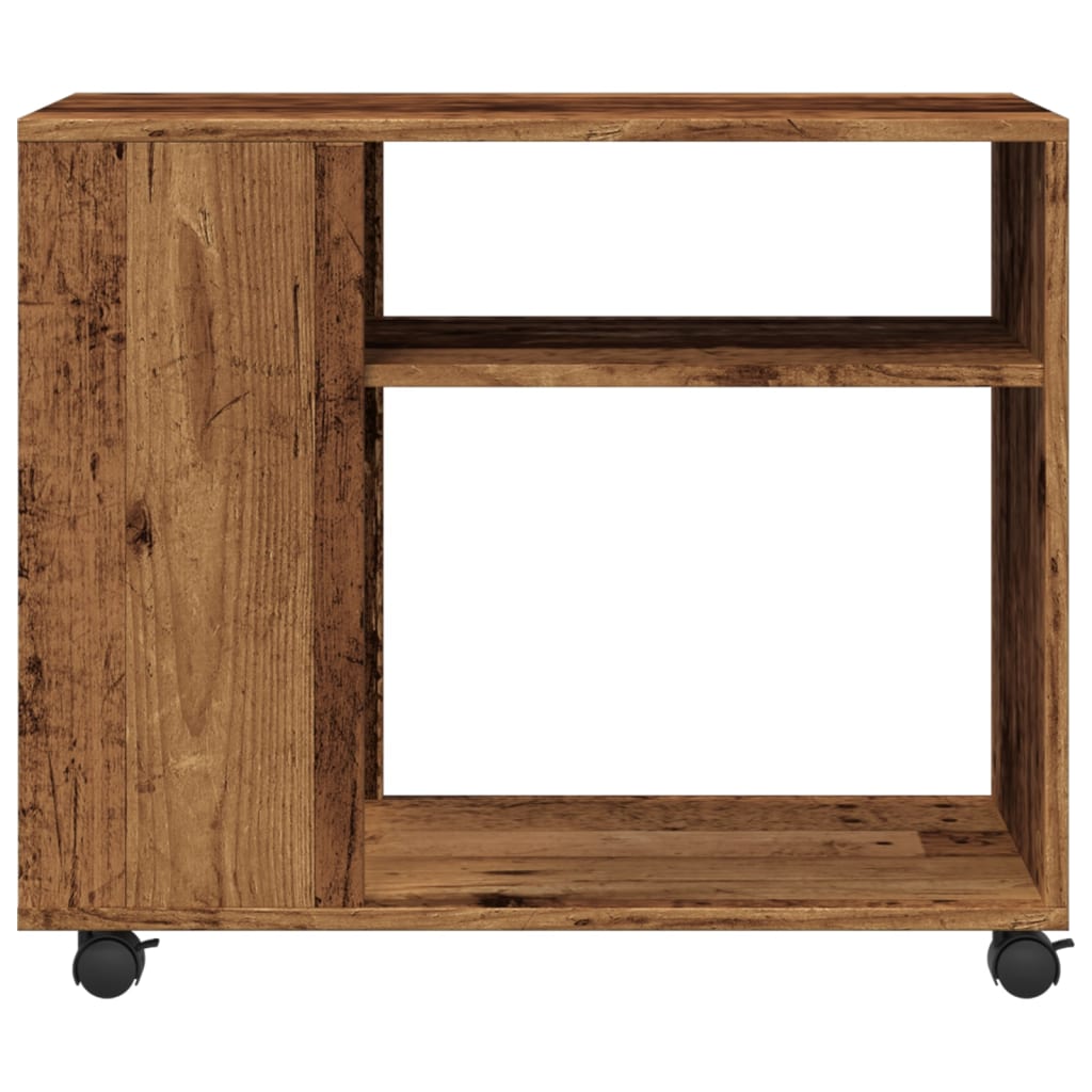 vidaXL Beistelltisch mit Rollen Altholz-Optik 70x35x60cm Holzwerkstoff
