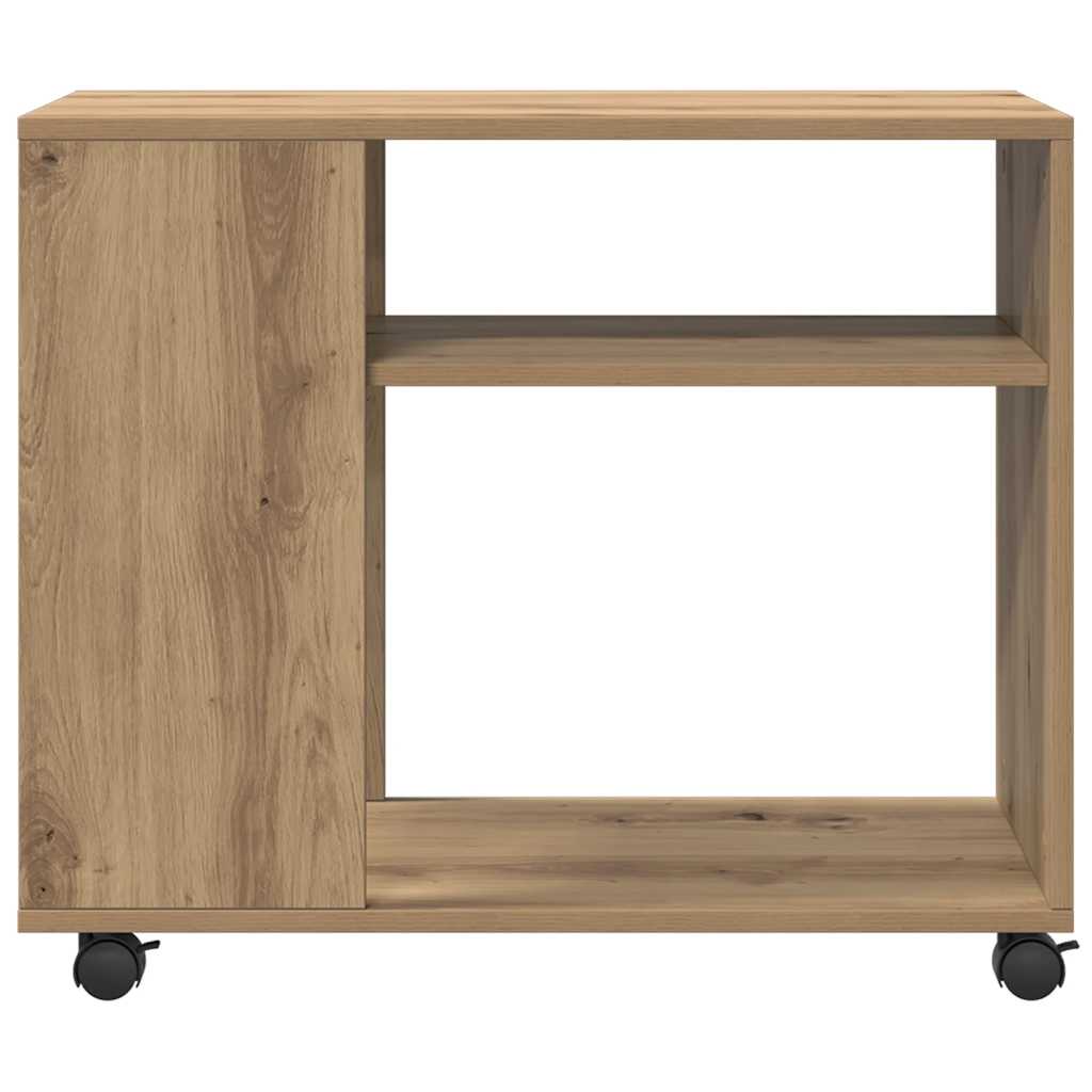 vidaXL Beistelltisch mit Rollen Artisan-Eiche 70x35x60cm Holzwerkstoff