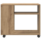 vidaXL Beistelltisch mit Rollen Artisan-Eiche 70x35x60cm Holzwerkstoff
