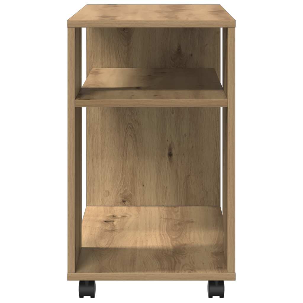 vidaXL Beistelltisch mit Rollen Artisan-Eiche 70x35x60cm Holzwerkstoff