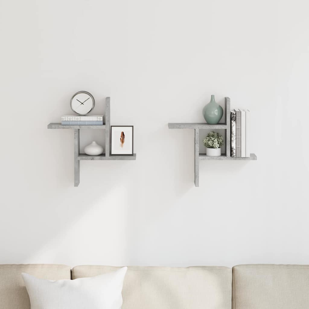 vidaXL Wandregale 2 Stk. Betongrau 38x12x38 cm Holzwerkstoff