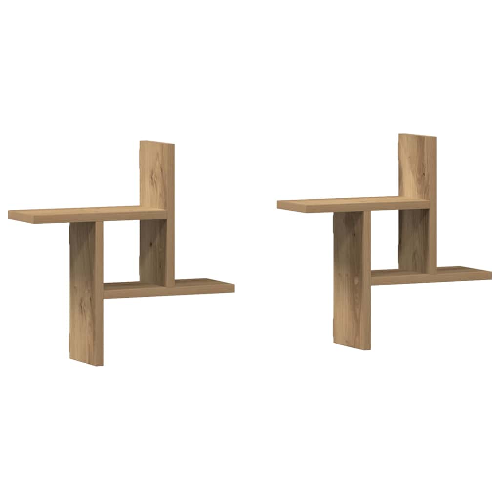 vidaXL Wandregale 2 Stk. Artisan-Eiche 38x12x38 cm Holzwerkstoff