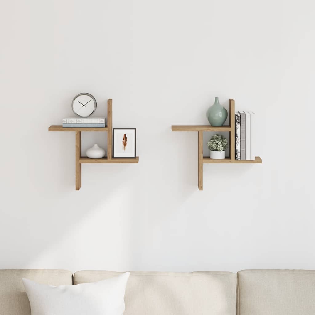 vidaXL Wandregale 2 Stk. Artisan-Eiche 38x12x38 cm Holzwerkstoff