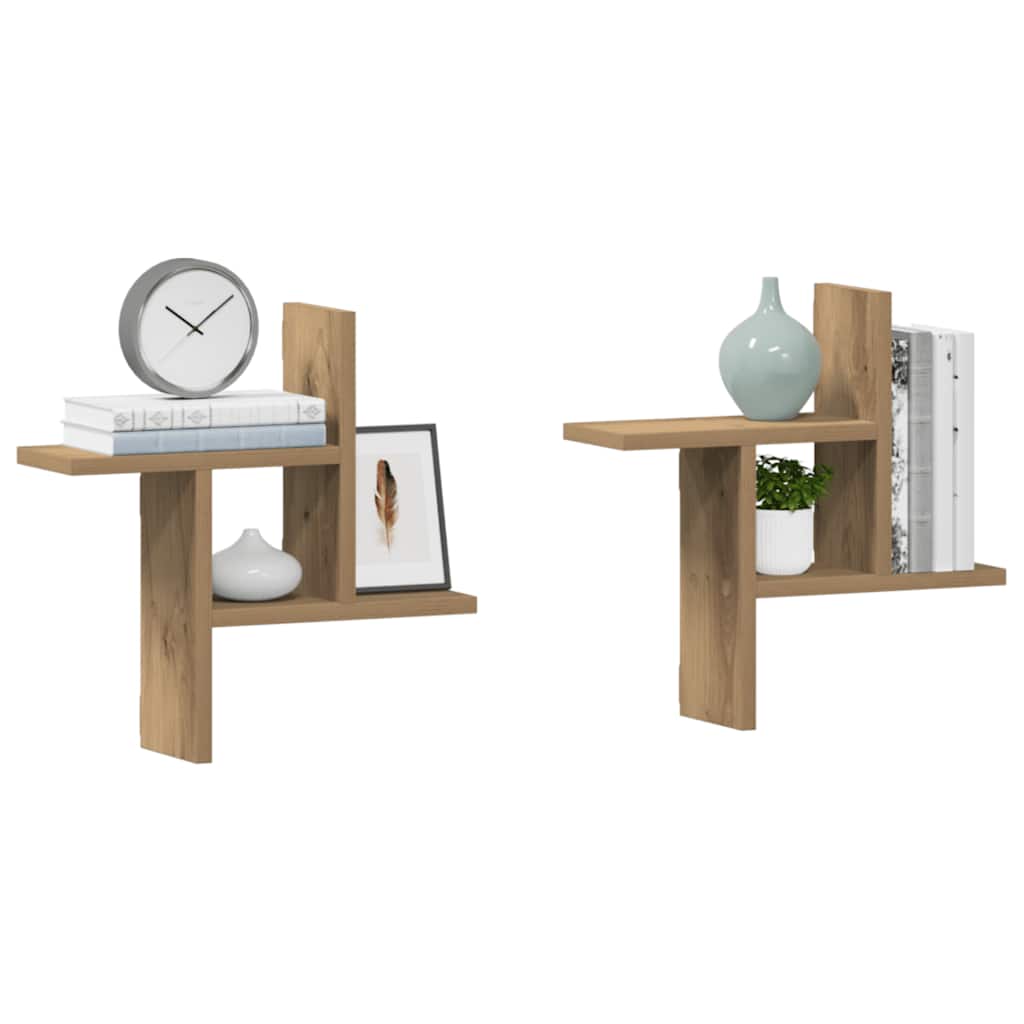 vidaXL Wandregale 2 Stk. Artisan-Eiche 38x12x38 cm Holzwerkstoff