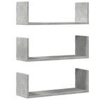 vidaXL Wandregale 3 Stk. Betongrau 58x18x18 cm Holzwerkstoff