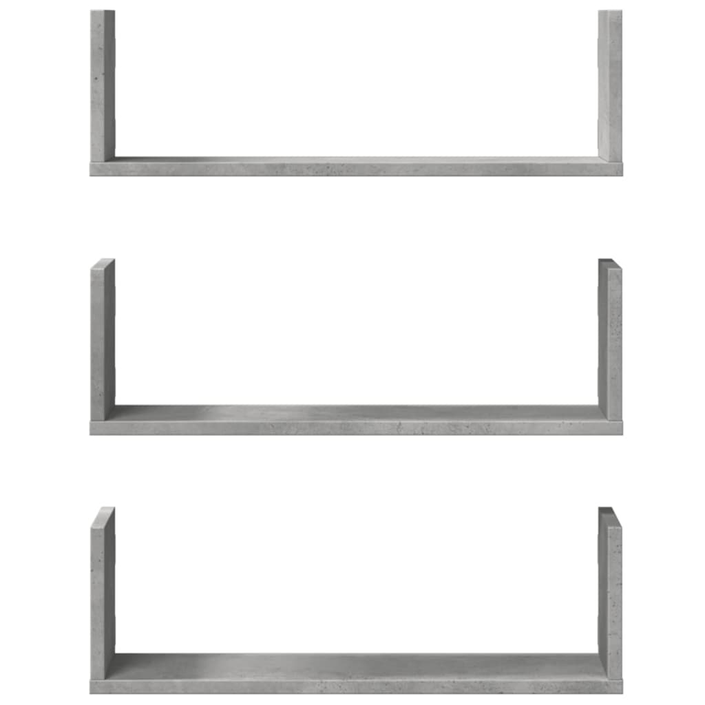 vidaXL Wandregale 3 Stk. Betongrau 58x18x18 cm Holzwerkstoff