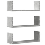 vidaXL Wandregale 3 Stk. Betongrau 58x18x18 cm Holzwerkstoff