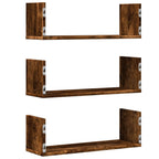vidaXL Wandregale 3 Stk. Räuchereiche 58x18x18 cm Holzwerkstoff