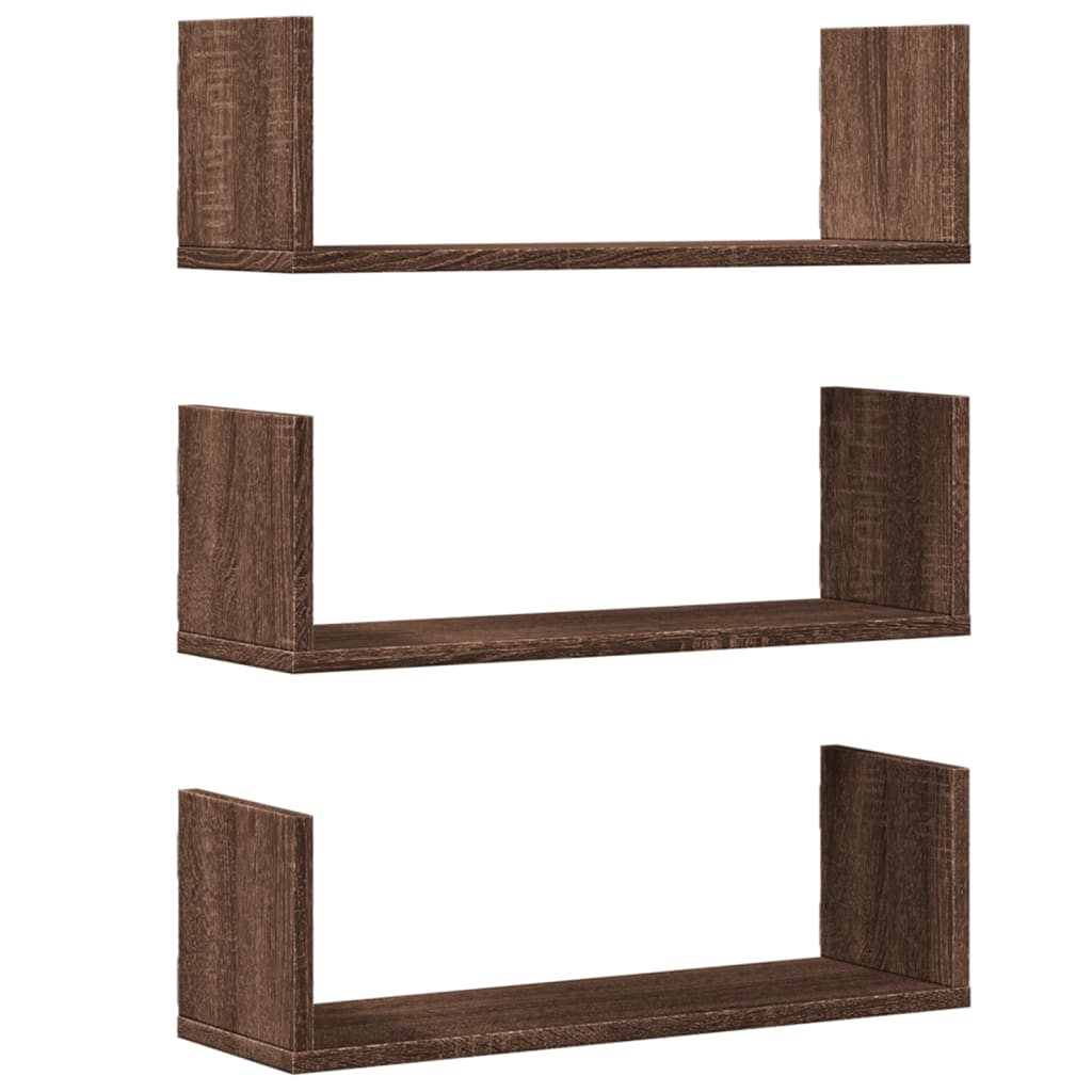 vidaXL Wandregale 3 Stk. Eichen-Optik 58x18x18 cm Holzwerkstoff