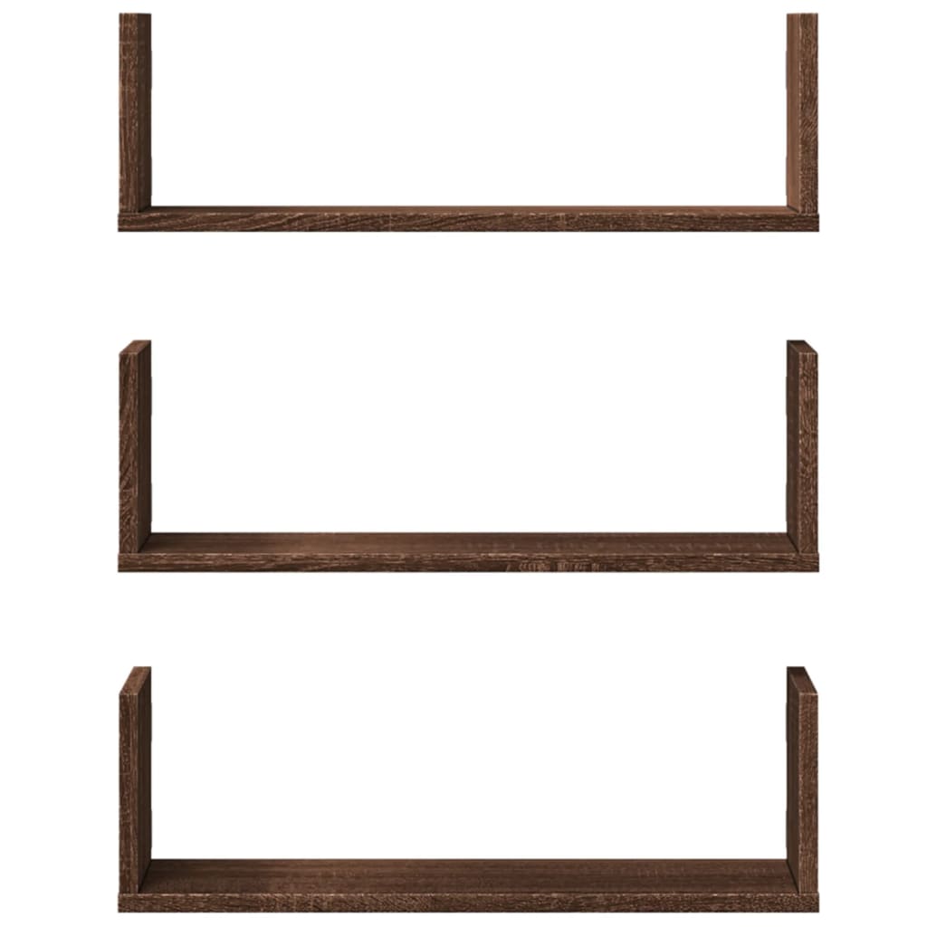 vidaXL Wandregale 3 Stk. Eichen-Optik 58x18x18 cm Holzwerkstoff