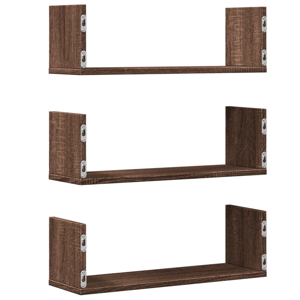 vidaXL Wandregale 3 Stk. Eichen-Optik 58x18x18 cm Holzwerkstoff