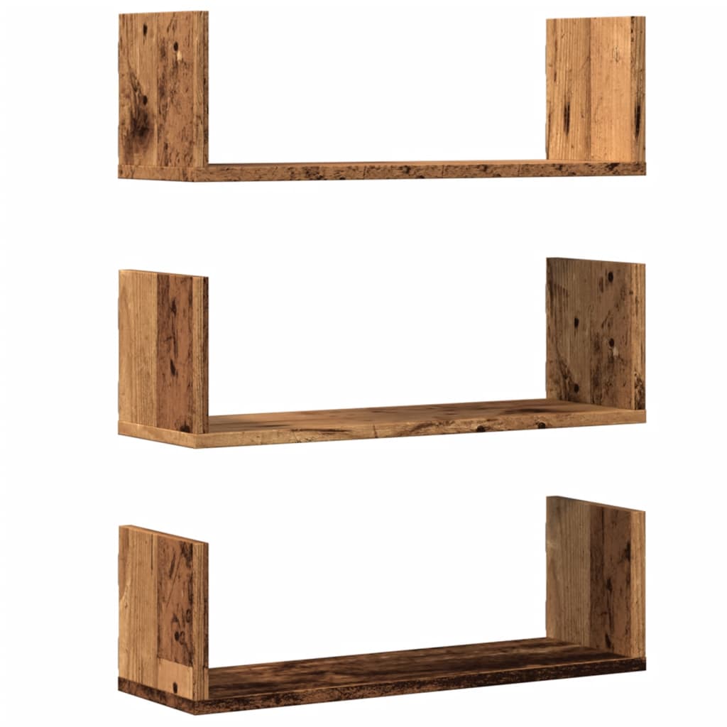 vidaXL Wandregale 3 Stk. Altholz-Optik 58x18x18 cm Holzwerkstoff
