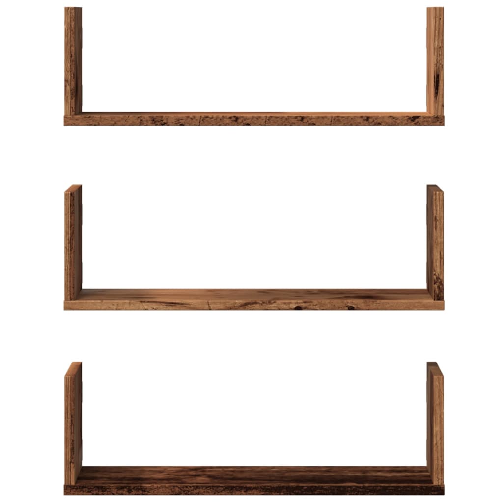 vidaXL Wandregale 3 Stk. Altholz-Optik 58x18x18 cm Holzwerkstoff
