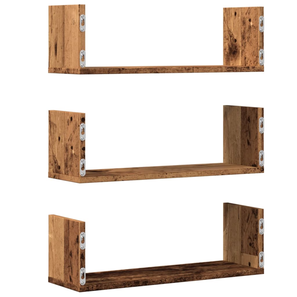 vidaXL Wandregale 3 Stk. Altholz-Optik 58x18x18 cm Holzwerkstoff