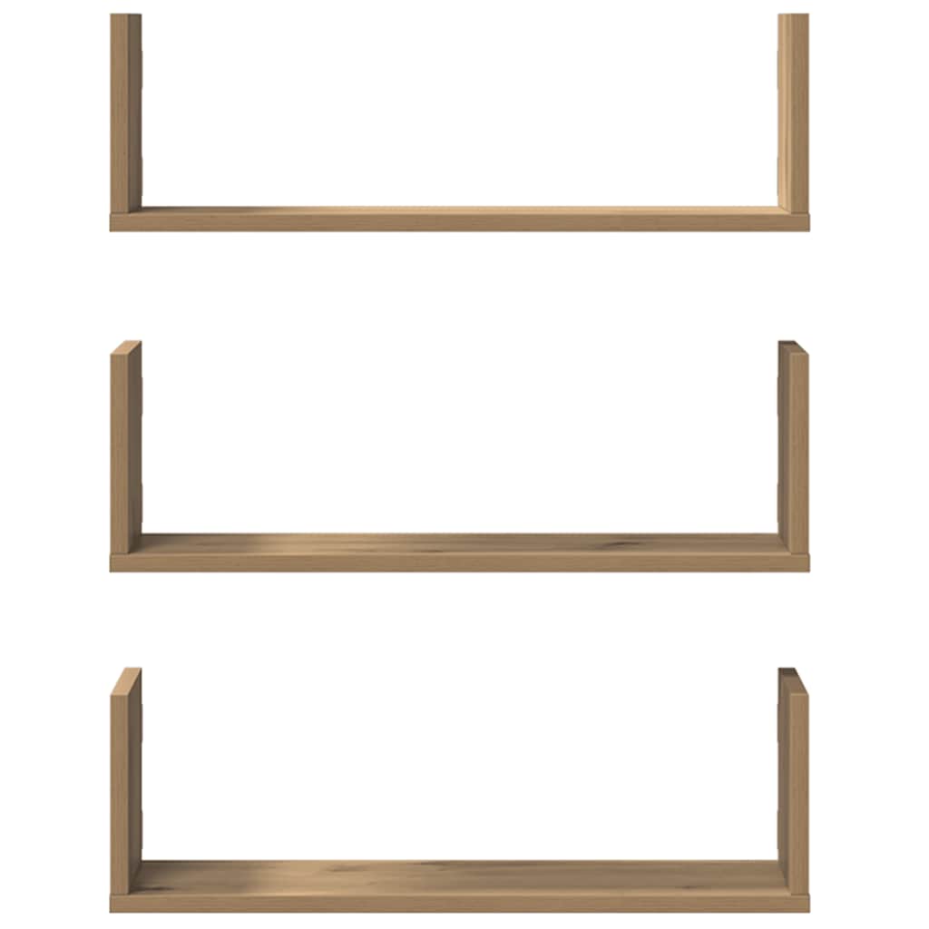 vidaXL Wandregale 3 Stk. Artisan-Eiche 58x18x18 cm Holzwerkstoff