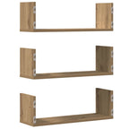vidaXL Wandregale 3 Stk. Artisan-Eiche 58x18x18 cm Holzwerkstoff