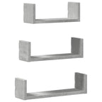 vidaXL Wandregal 3 Stk. Betongrau Holzwerkstoff