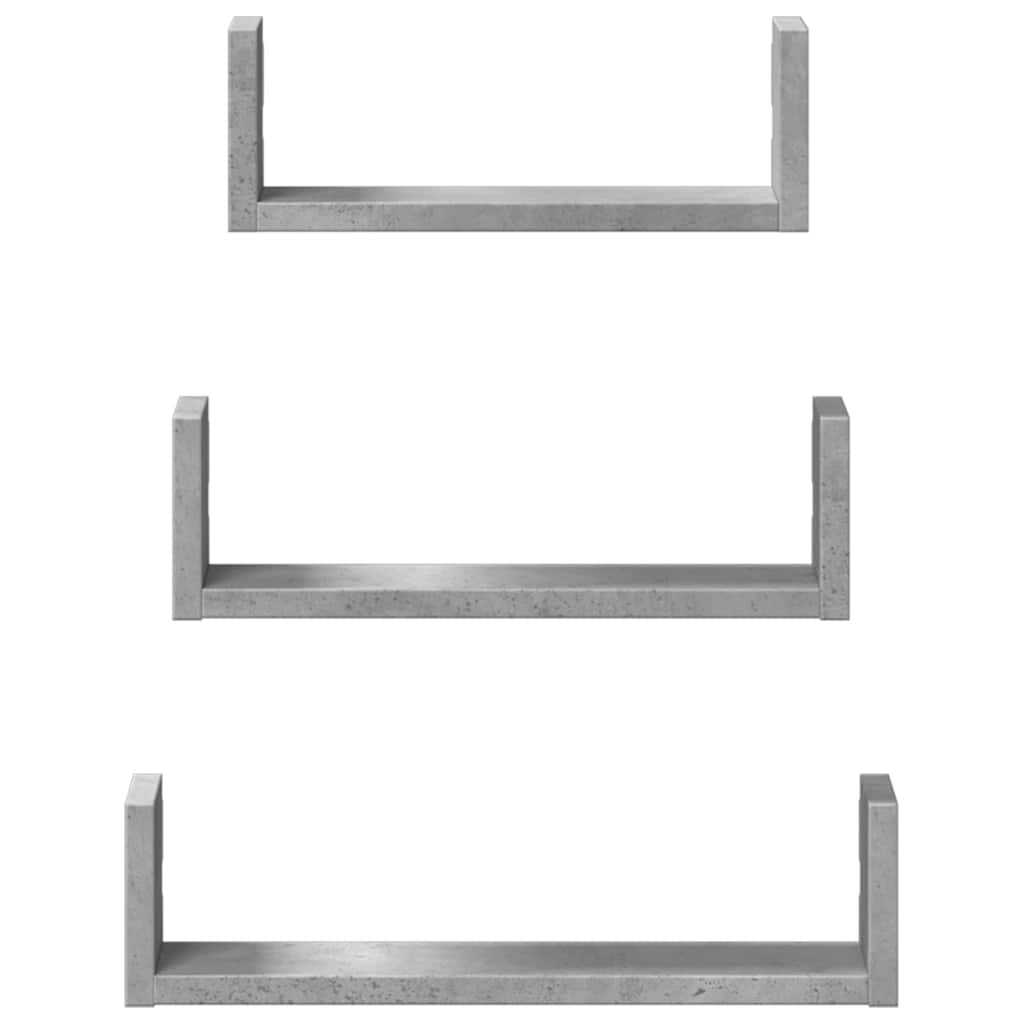 vidaXL Wandregal 3 Stk. Betongrau Holzwerkstoff