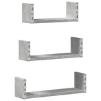 vidaXL Wandregal 3 Stk. Betongrau Holzwerkstoff