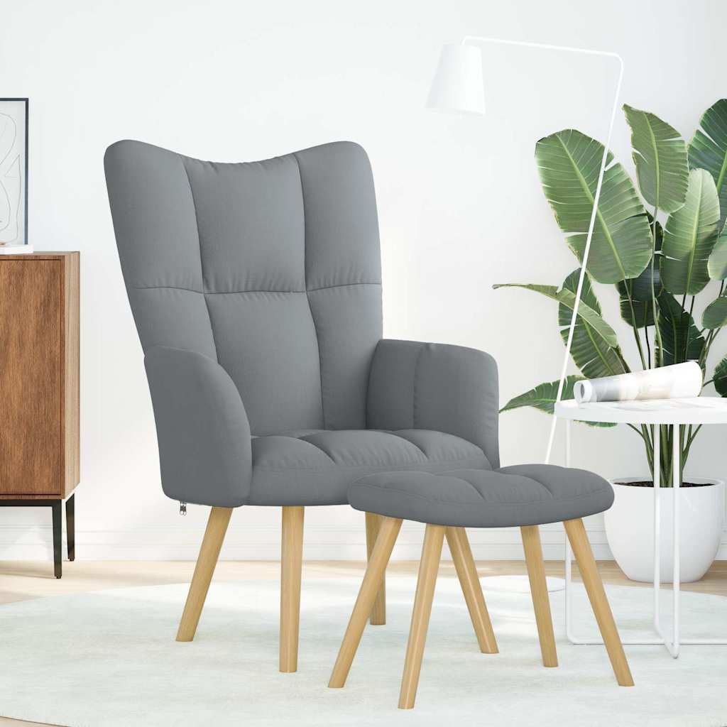 vidaXL Relaxsessel mit Hocker Hellgrau Stoff