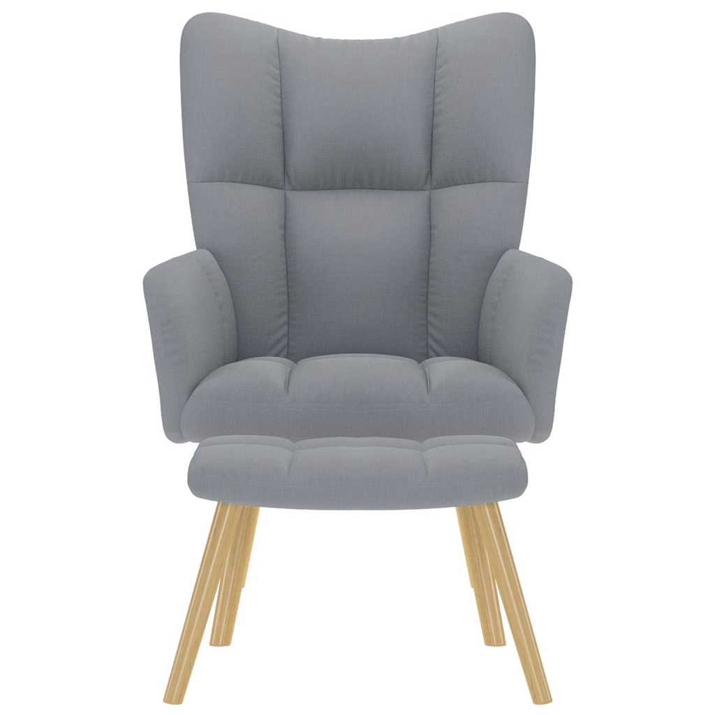 vidaXL Relaxsessel mit Hocker Hellgrau Stoff