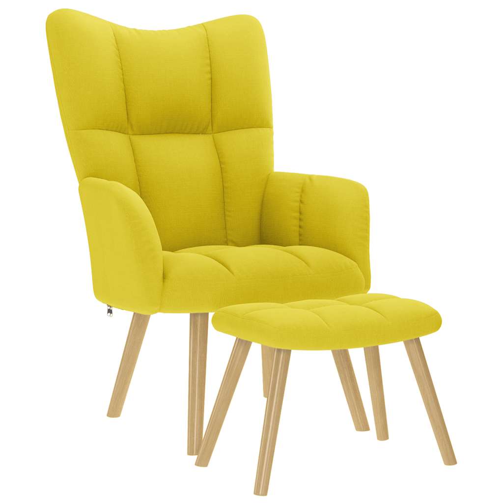 vidaXL Relaxsessel mit Hocker Hellgelber Stoff